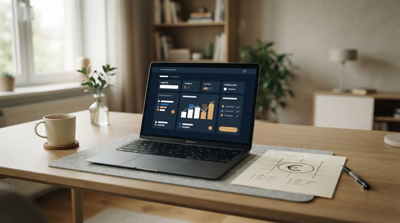 Deutscher Casinovergleich mit neutralen Bonusunterlagen und Laptop