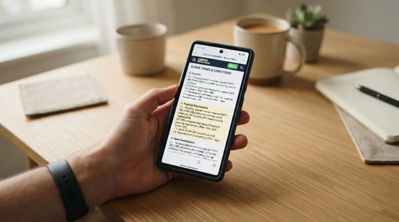 Detailansicht der Bonusbedingungen auf einem Smartphone mit hervorgehobenen Umsatzvorgaben
