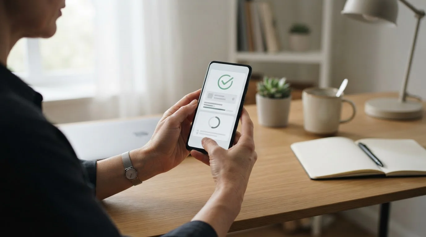 Smartphone mit neutraler Bonusbestätigung ohne erkennbare Marke