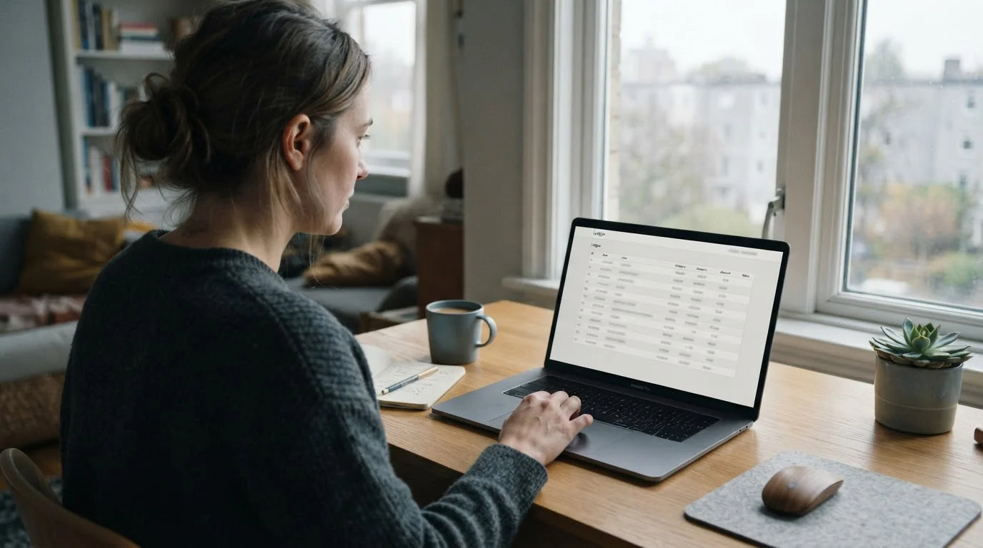 Person am Laptop mit offener, neutraler Ansicht einer öffentlichen Cardano-Transaktionsübersicht