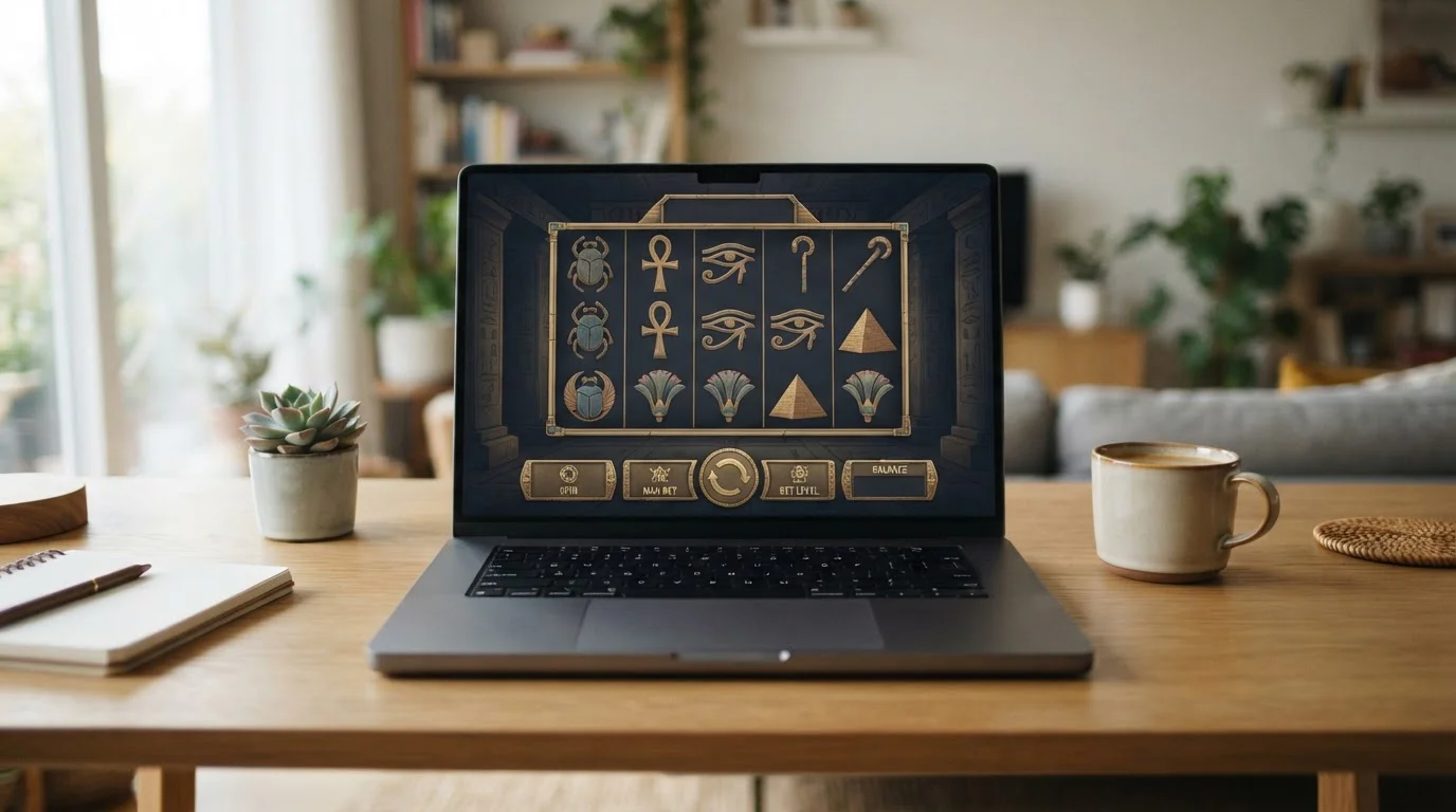 Book of Dead im deutschen Casino auf einem Laptop mit neutraler Spielansicht