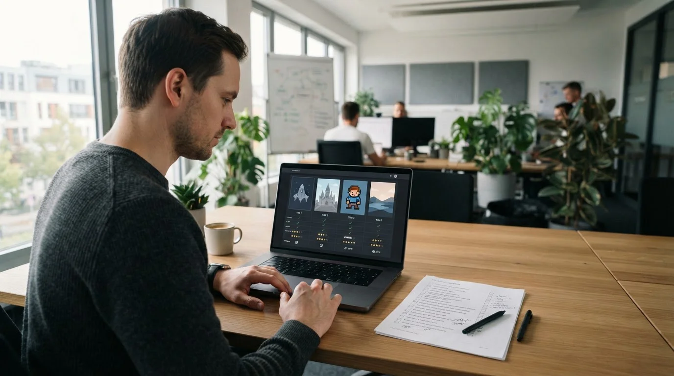 Neutrale Übersicht deutscher Online-Anbieter auf einem Laptop