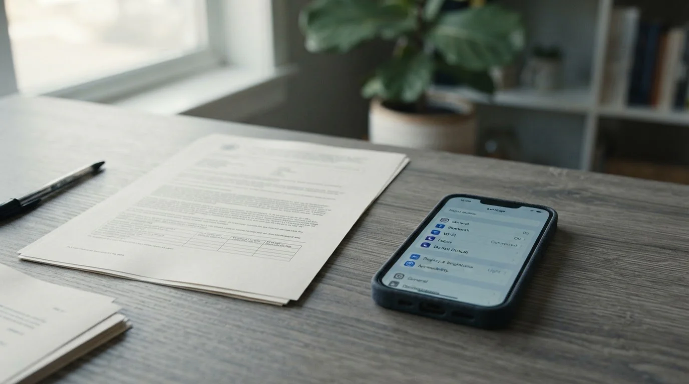Neutrales Dokument zu deutschen Glücksspielregeln neben einem Smartphone