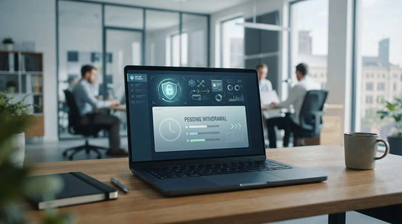 Neutrale digitale Zahlungsmethoden auf einem Laptop mit gesicherter Anmeldung
