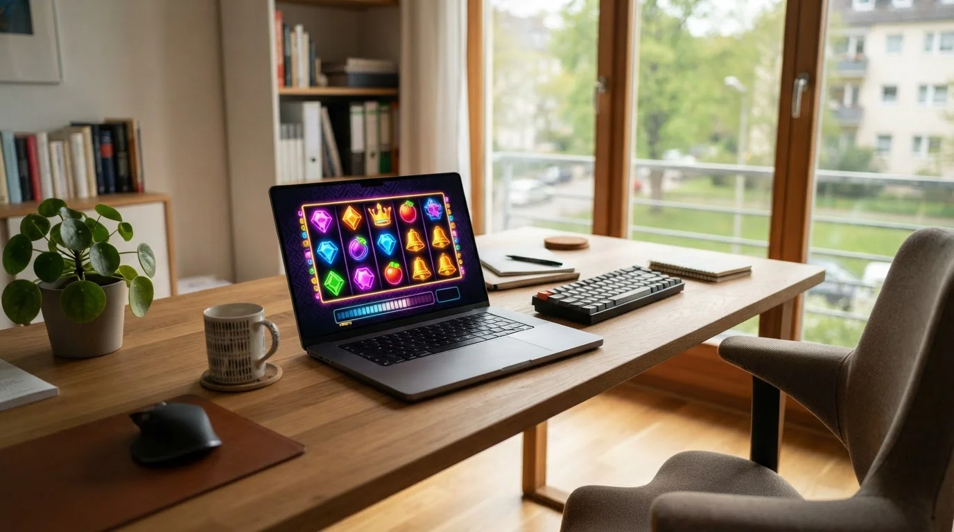 Laptop mit neutraler Walzen-Demo und virtuellem Guthaben