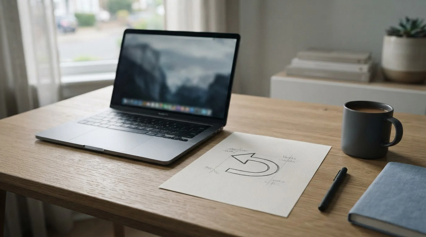 Neutrale Banküberweisung und Rückerstattungsunterlagen neben einem Laptop