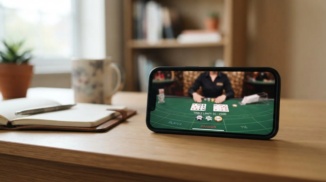 Smartphone mit klarer Live-Tischansicht und sichtbaren Limitoptionen