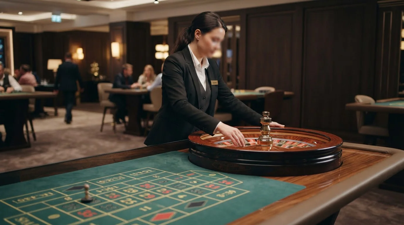 Live-Roulette-Tisch mit deutschsprachigem Croupier in neutralem Studio