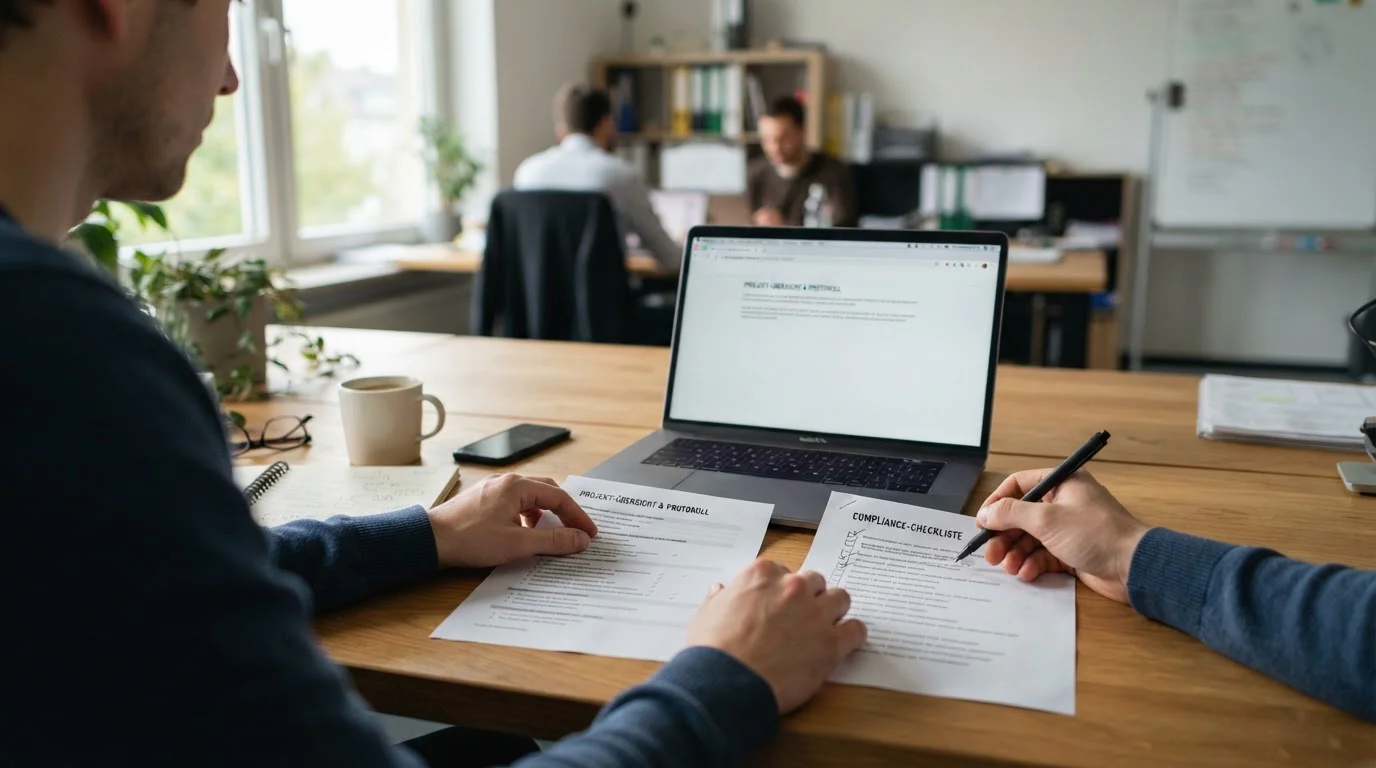 Neutrale Dokumente und Domainprüfung an einem deutschen Arbeitsplatz