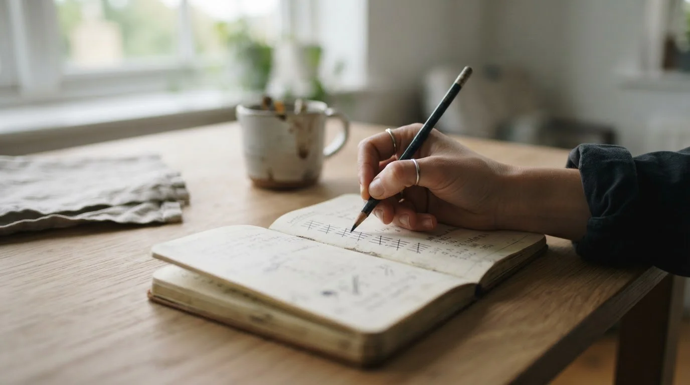 Handschriftliche Notizen zur Anzahl der Drehungen und zum Einsatzvolumen