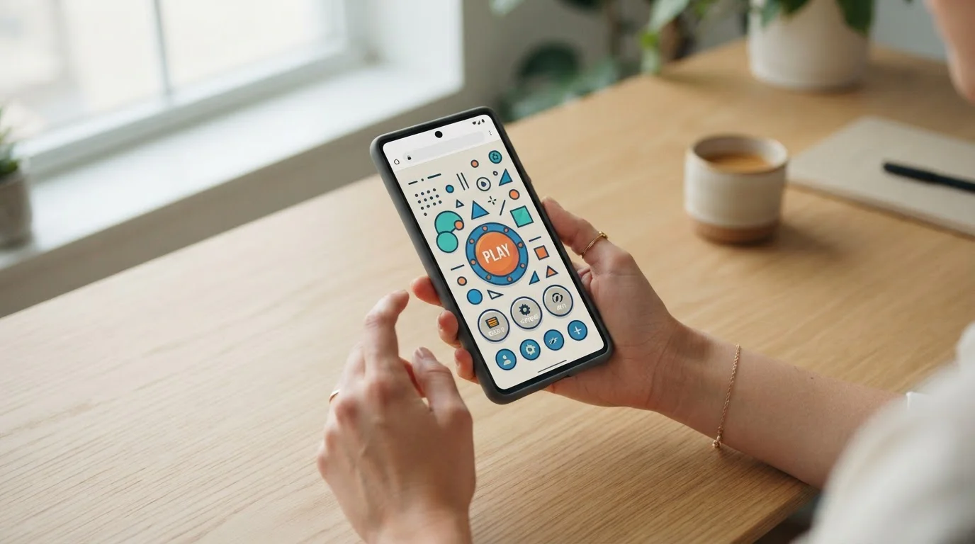 Smartphone mit browserbasiertem Casino-Demospiel ohne Download