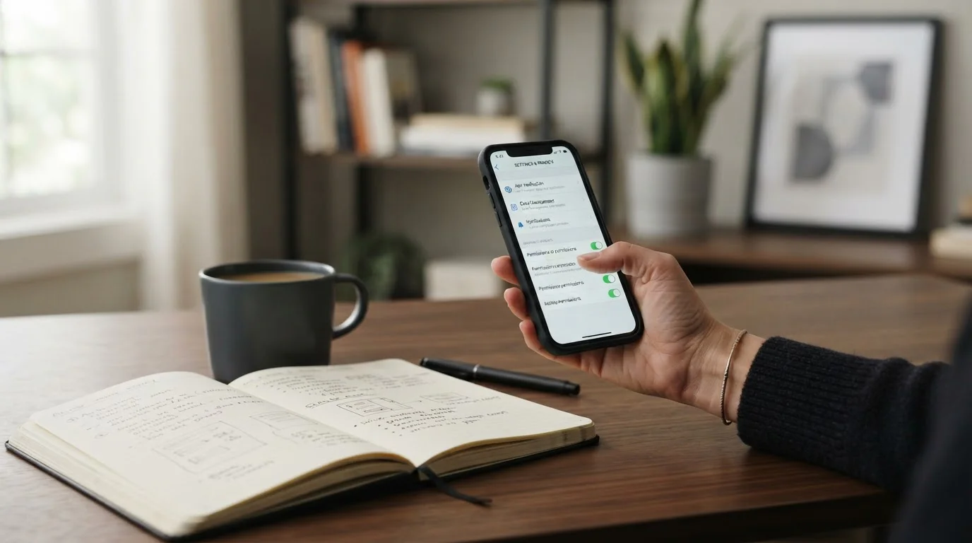 Person prüft Datenschutz und Altersfreigabe einer mobilen Spieldemo
