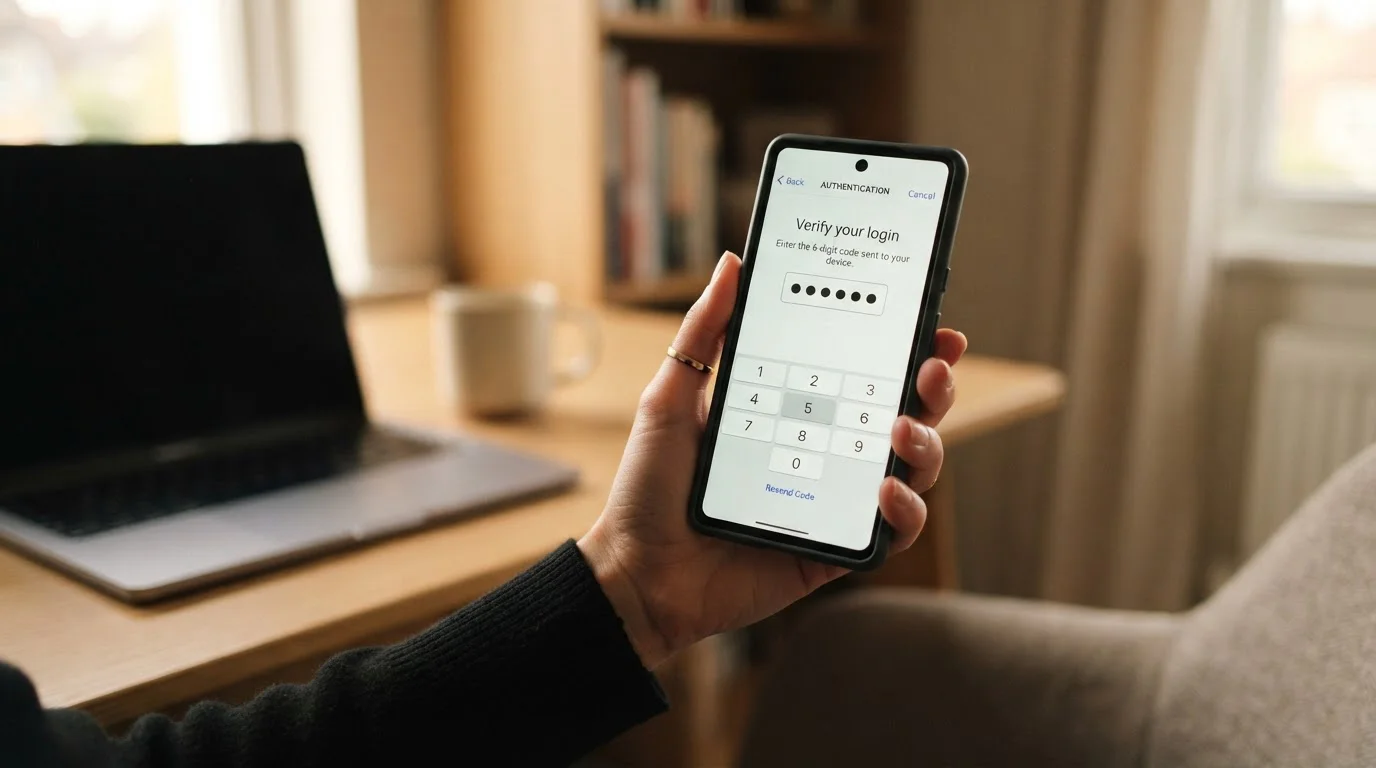 Hand hält ein Smartphone mit einer TAN-Eingabe im Online-Banking