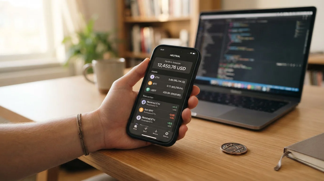Smartphone mit neutraler Krypto-Wallet für die SOL-Einzahlung im Casino