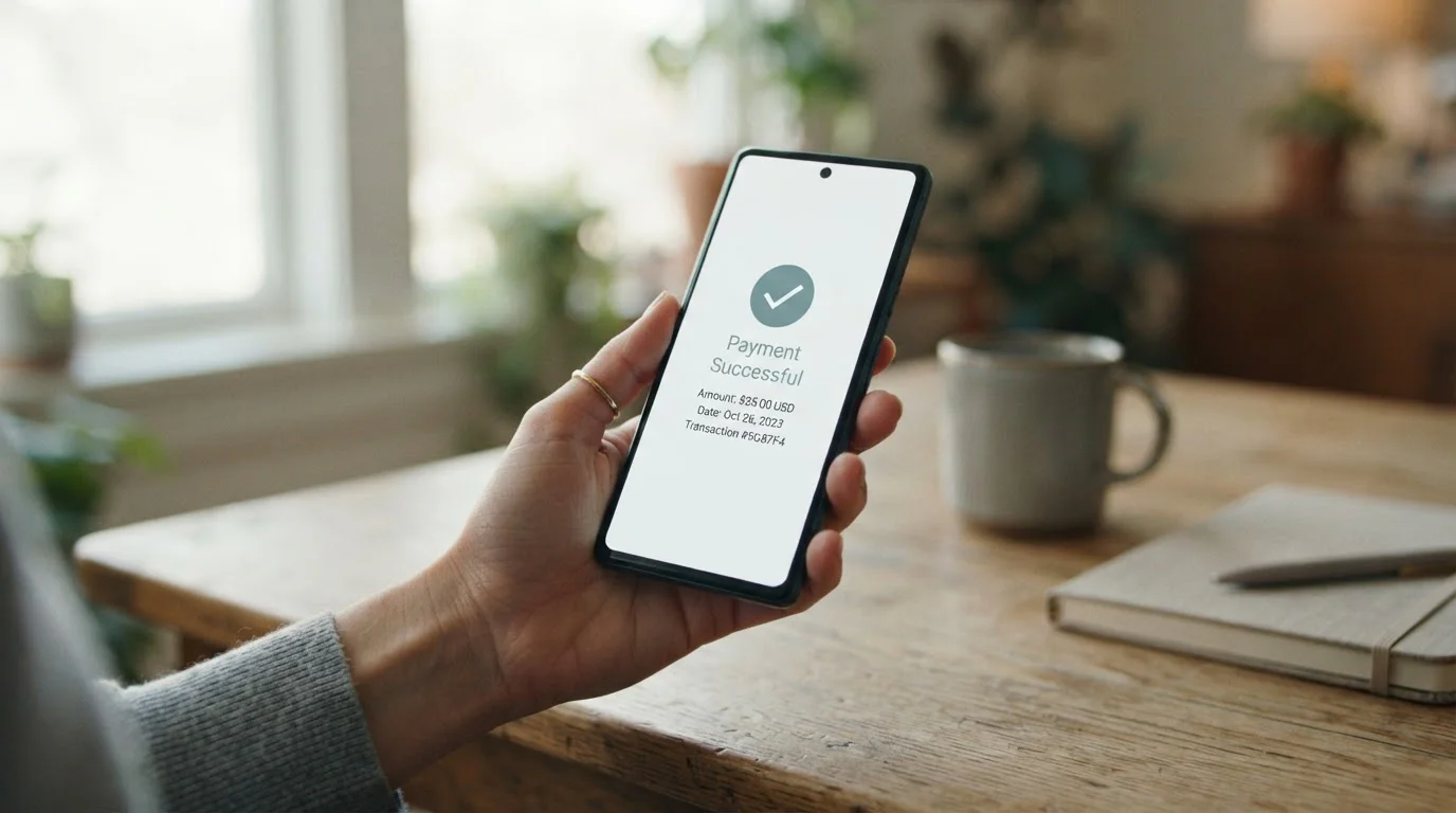 Smartphone mit neutraler Bezahl-Oberfläche für eine 10-Euro-Einzahlung